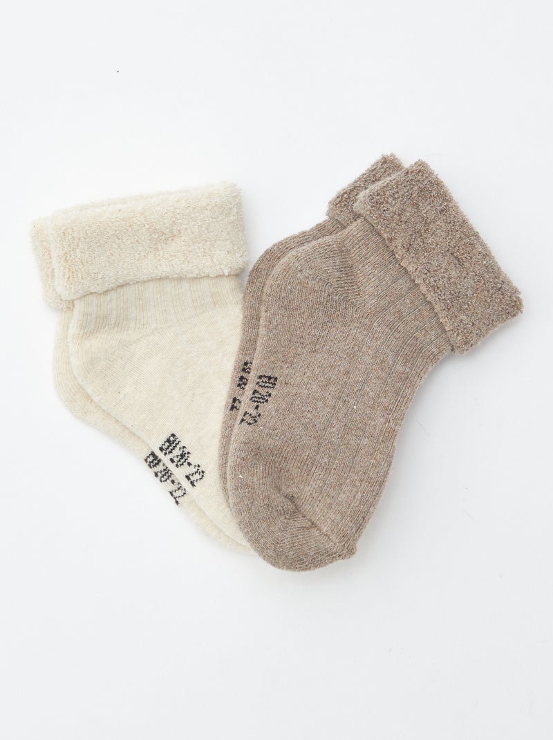 Pack de 2 pares de meias de recém-nascido Castanho - Kiabi