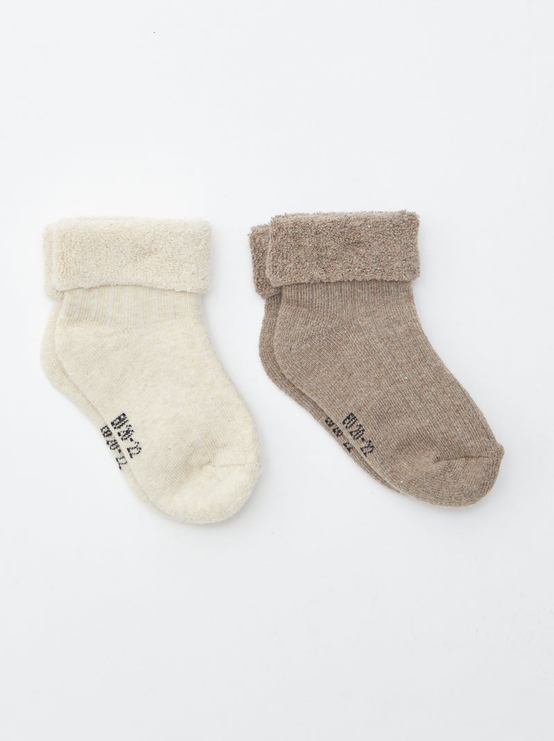 Pack de 2 pares de meias de recém-nascido Castanho - Kiabi