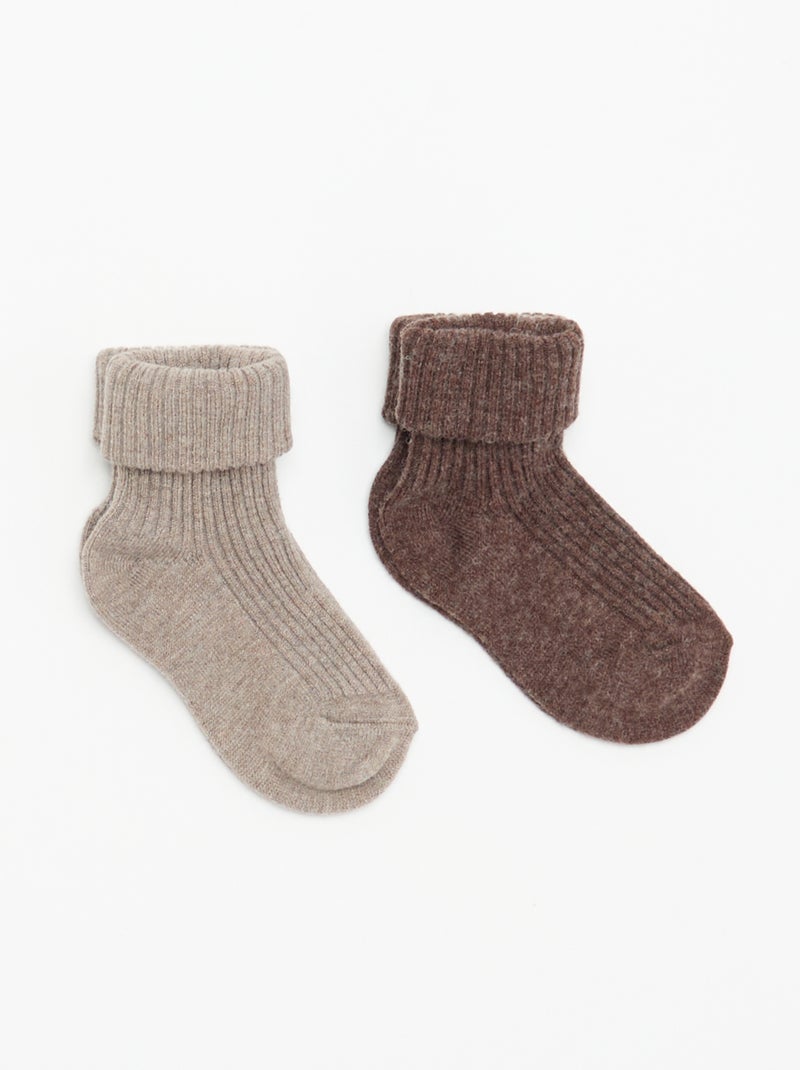 Pack de 2 pares de meias de recém-nascido Castanho - Kiabi