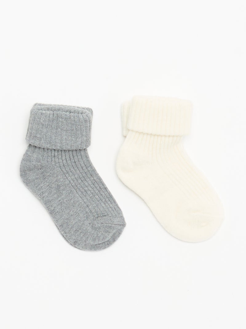 Pack de 2 pares de meias de recém-nascido Cinza - Kiabi