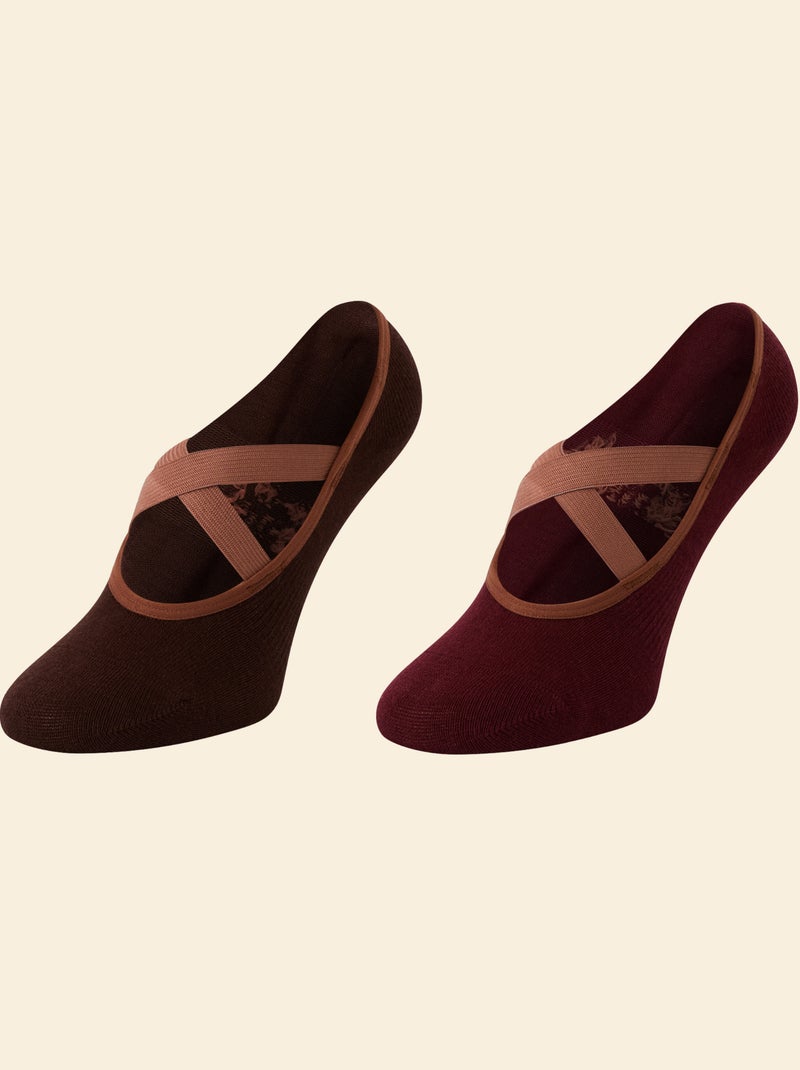 Pack de 2 pares de meias de yoga - (ekstract) Castanho - Kiabi