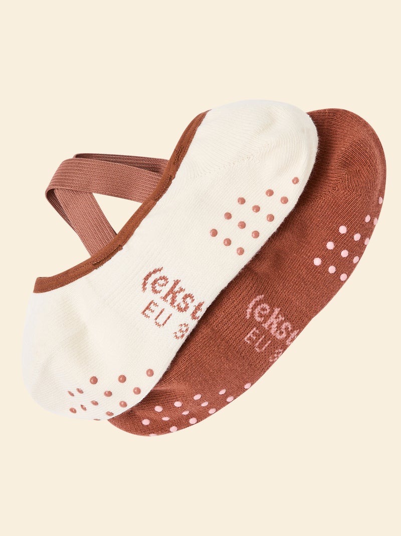 Pack de 2 pares de meias de yoga (ekstract) em algodão Castanho - Kiabi