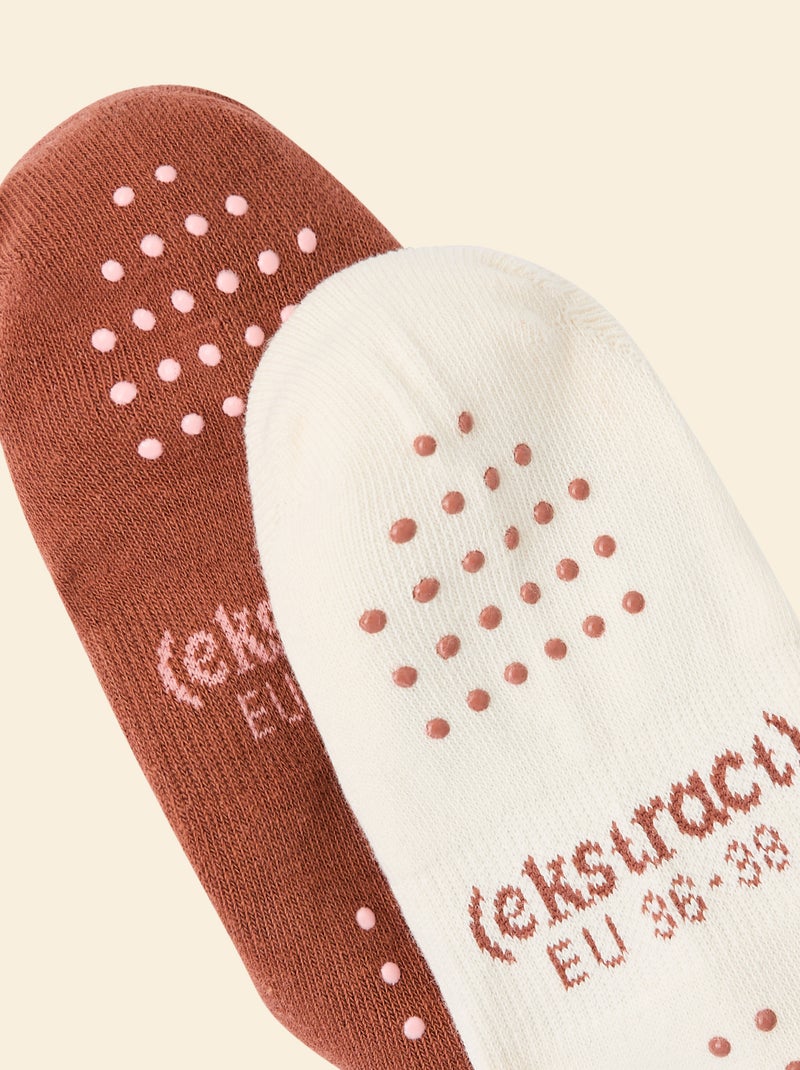 Pack de 2 pares de meias de yoga (ekstract) em algodão Castanho - Kiabi