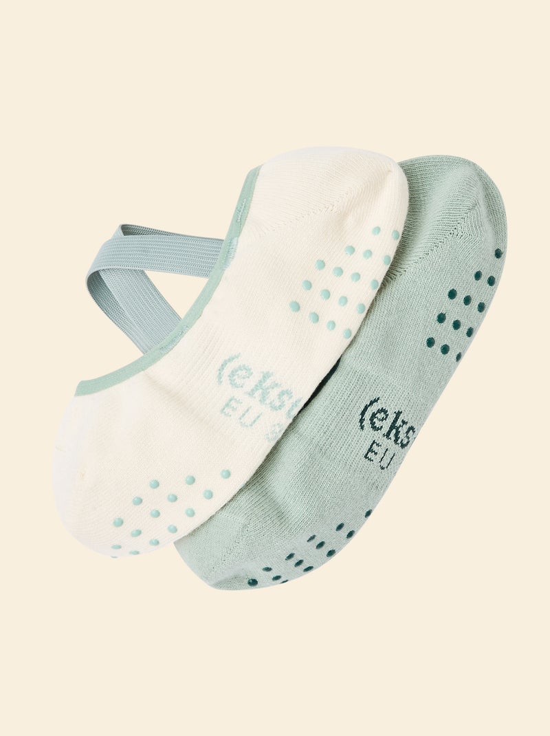 Pack de 2 pares de meias de yoga (ekstract) em algodão Verde - Kiabi