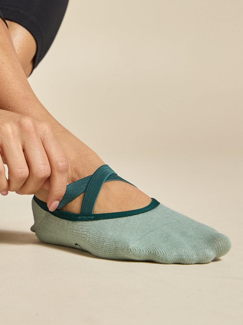 Pack de 2 pares de meias de yoga (ekstract) em algodão Verde - Kiabi