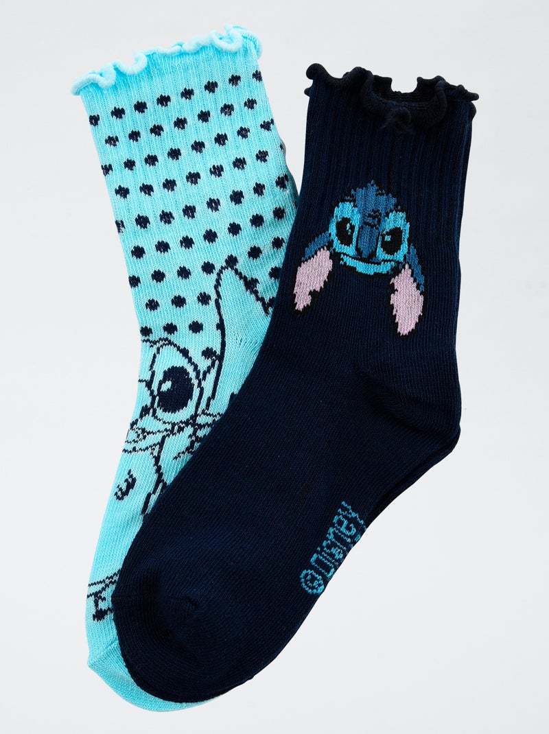 Pack de 2 pares de meias 'Disney' 'Stitch' em algodão Azul - Kiabi