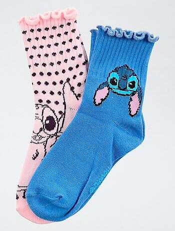 Pack de 2 pares de meias 'Disney' 'Stitch' em algodão