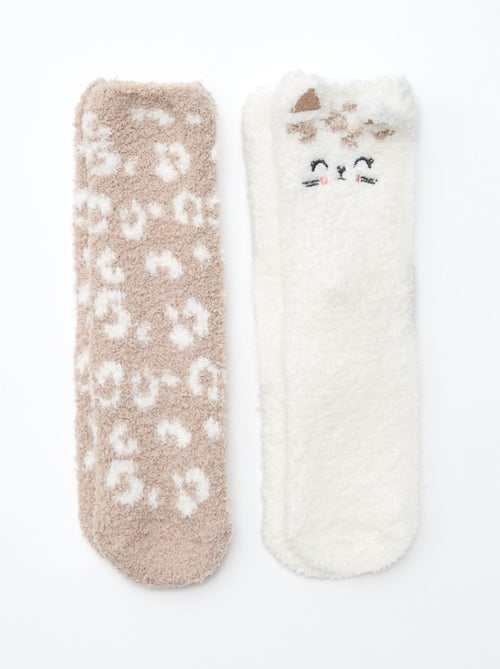 Pack de 2 pares de meias felpudas fantasia - Kiabi
