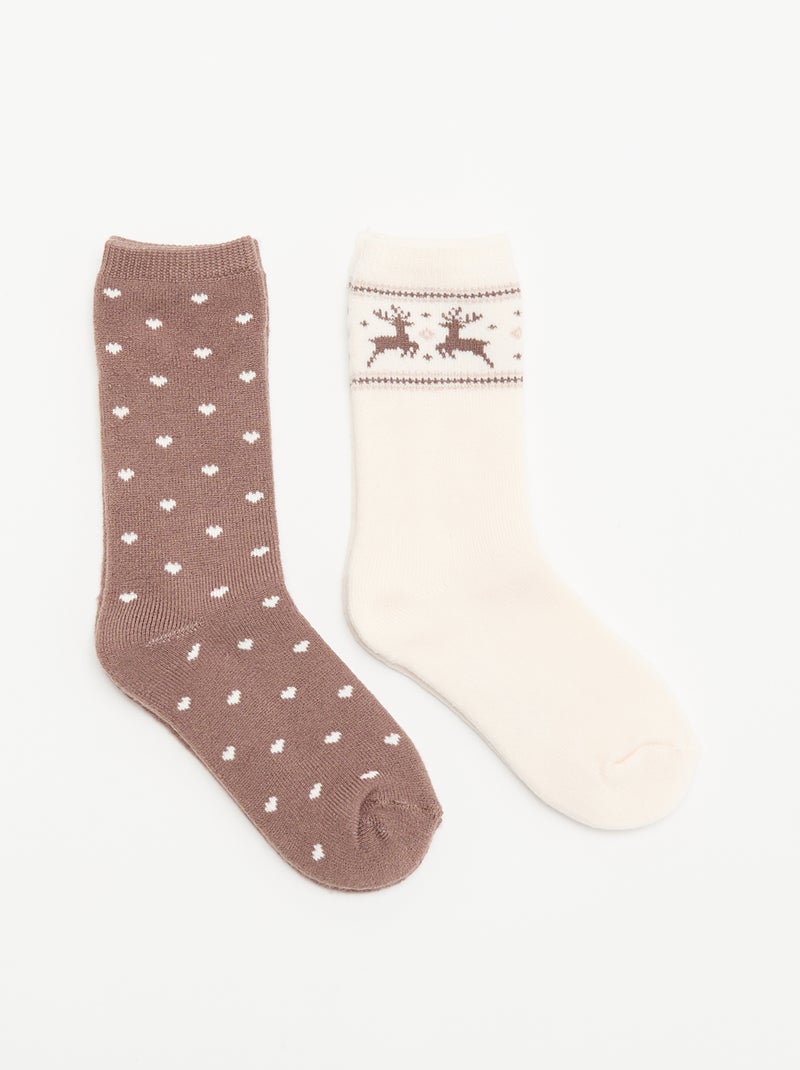 Pack de 2 pares de meias forradas Rosa - Kiabi