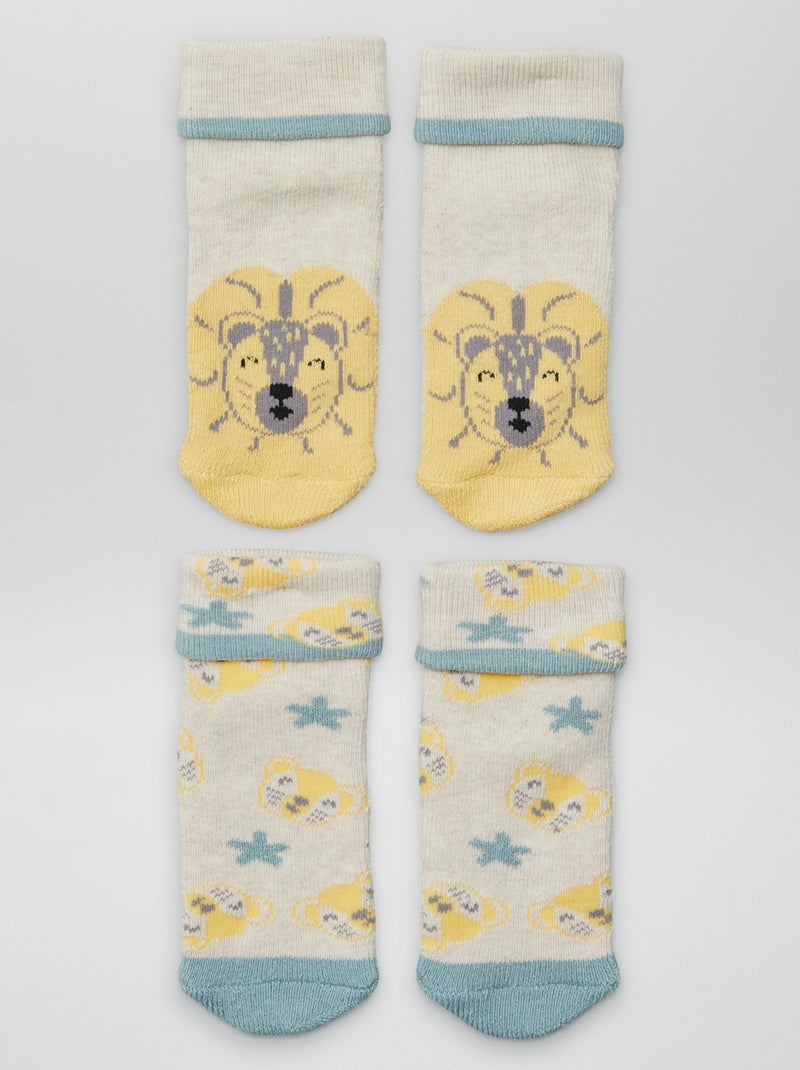 Pack de 2 pares de meias para recém-nascido BEGE - Kiabi