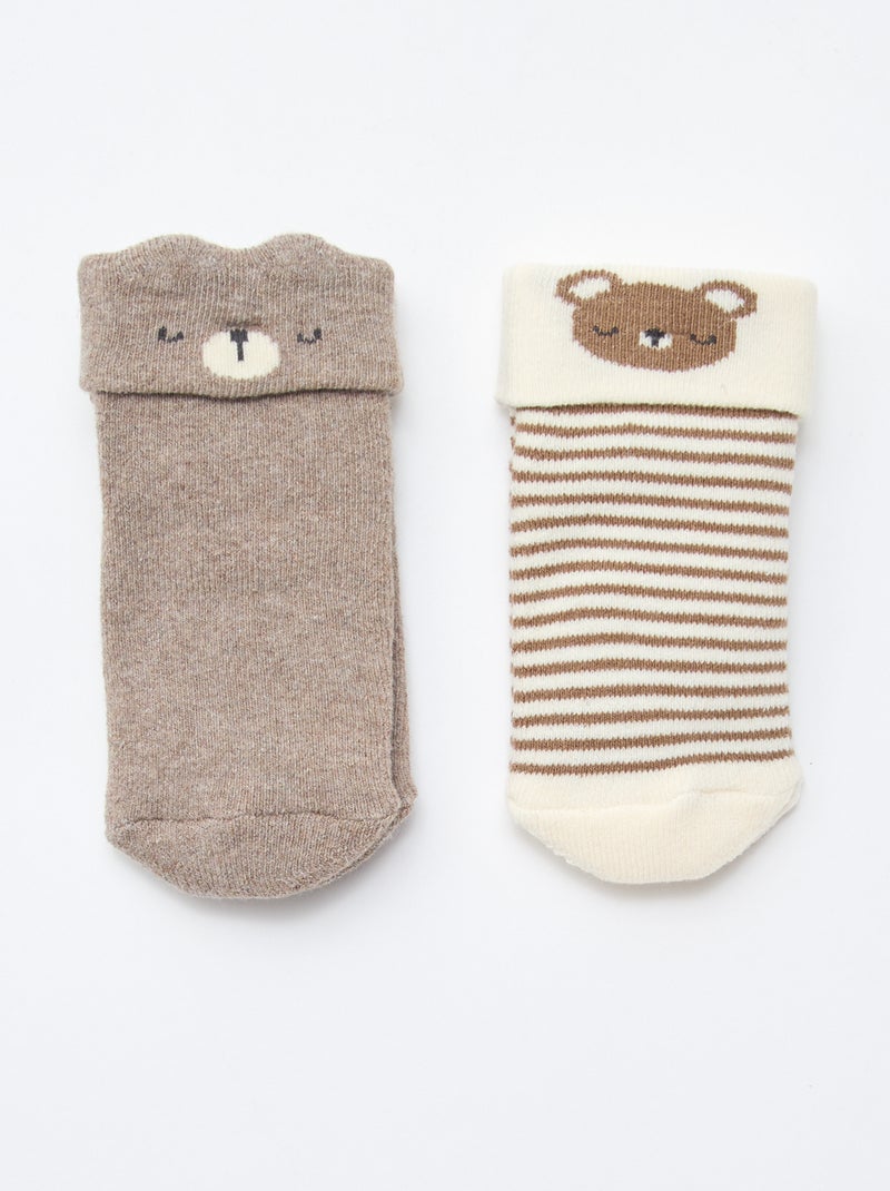 Pack de 2 pares de meias para recém-nascido Castanho - Kiabi
