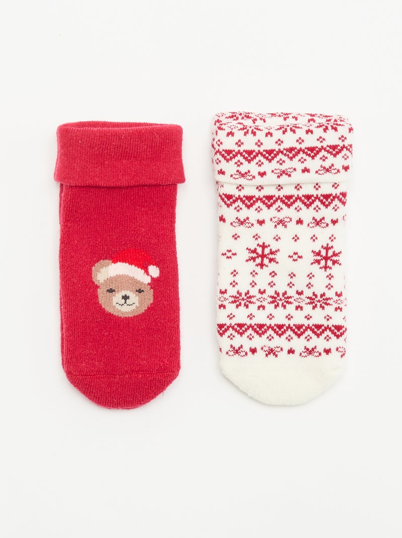 Pack de 2 pares de meias para recém-nascido Vermelho - Kiabi
