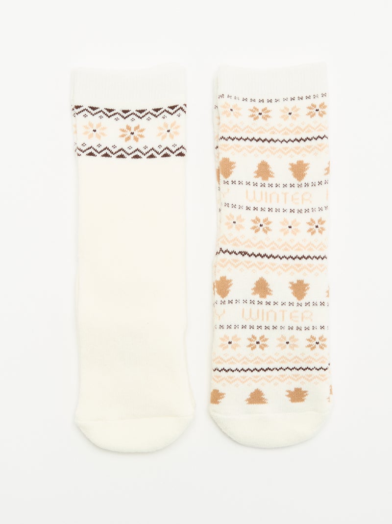 Pack de 2 pares de meias quentes - Natal Bege - Kiabi