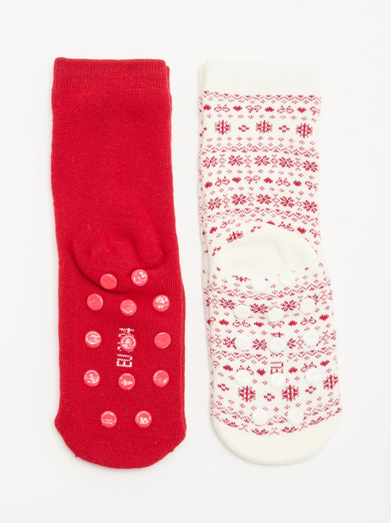 Pack de 2 pares de meias quentes - Natal Vermelho - Kiabi