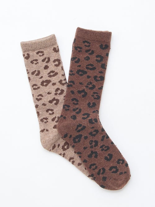 Pack de 2 pares de meias quentes 'Leopardo' - Kiabi