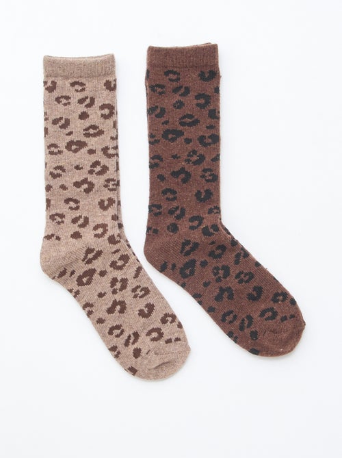 Pack de 2 pares de meias quentes 'Leopardo' - Kiabi