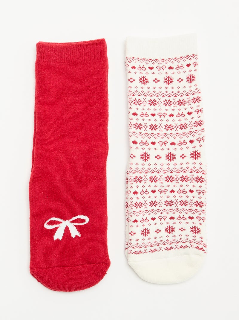 Pack de 2 pares de meias quentes Vermelho - Kiabi
