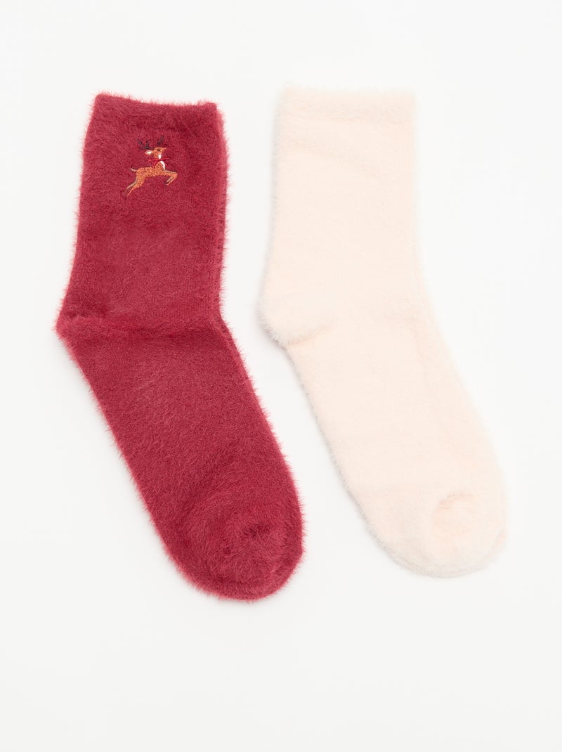 Pack de 2 pares de meias-soquete Vermelho - Kiabi