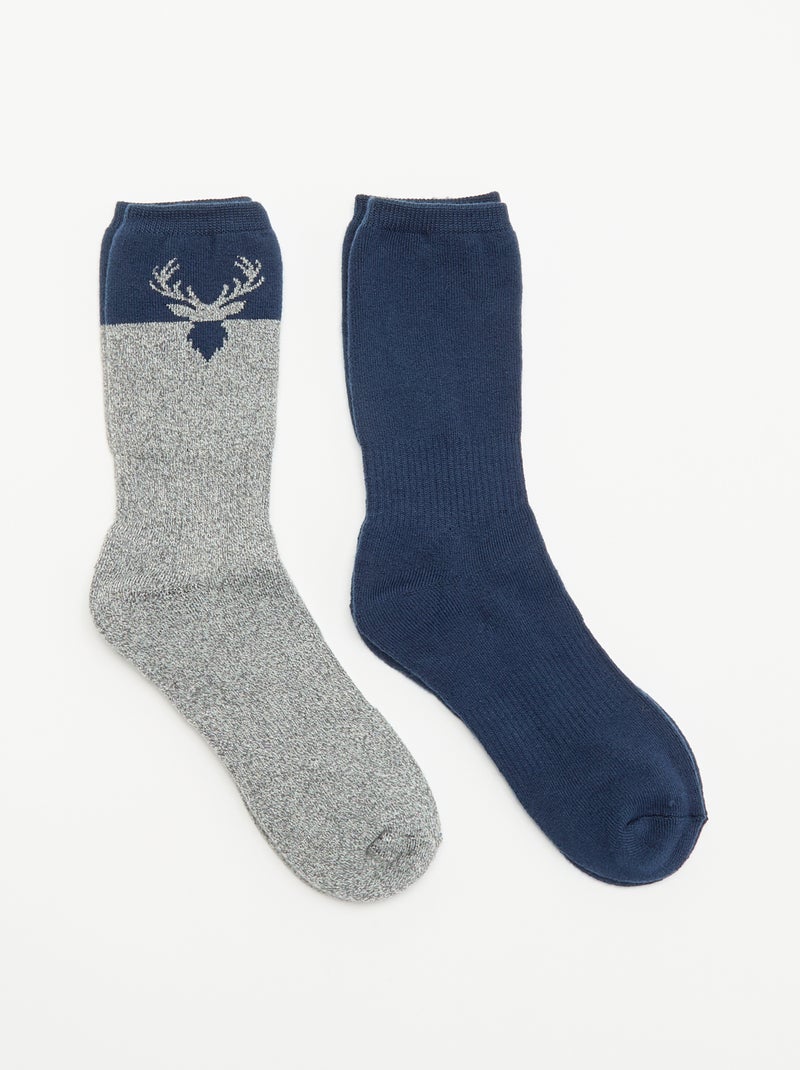 Pack de 2 pares de meias térmicas Azul escuro - Kiabi