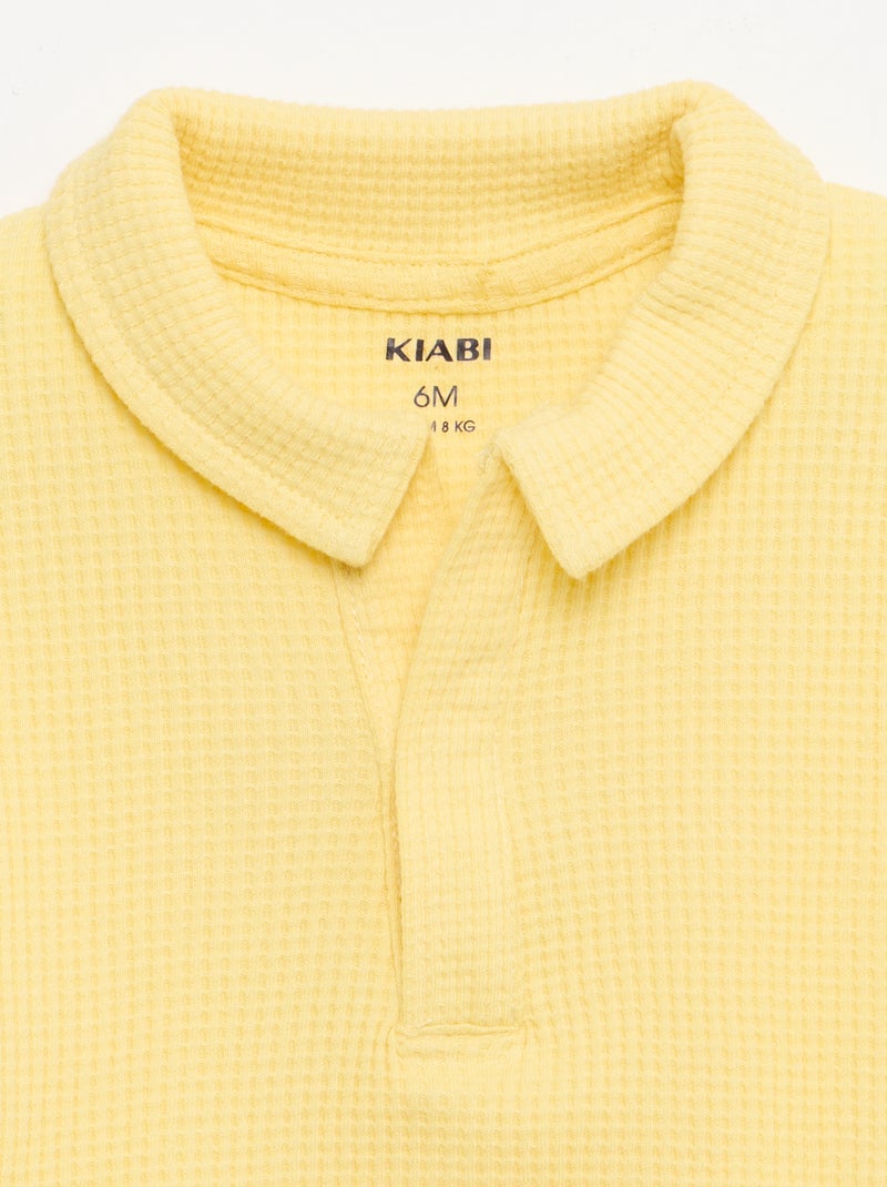Pack de 2 peças - polo + calções em malha waffle Amarelo - Kiabi