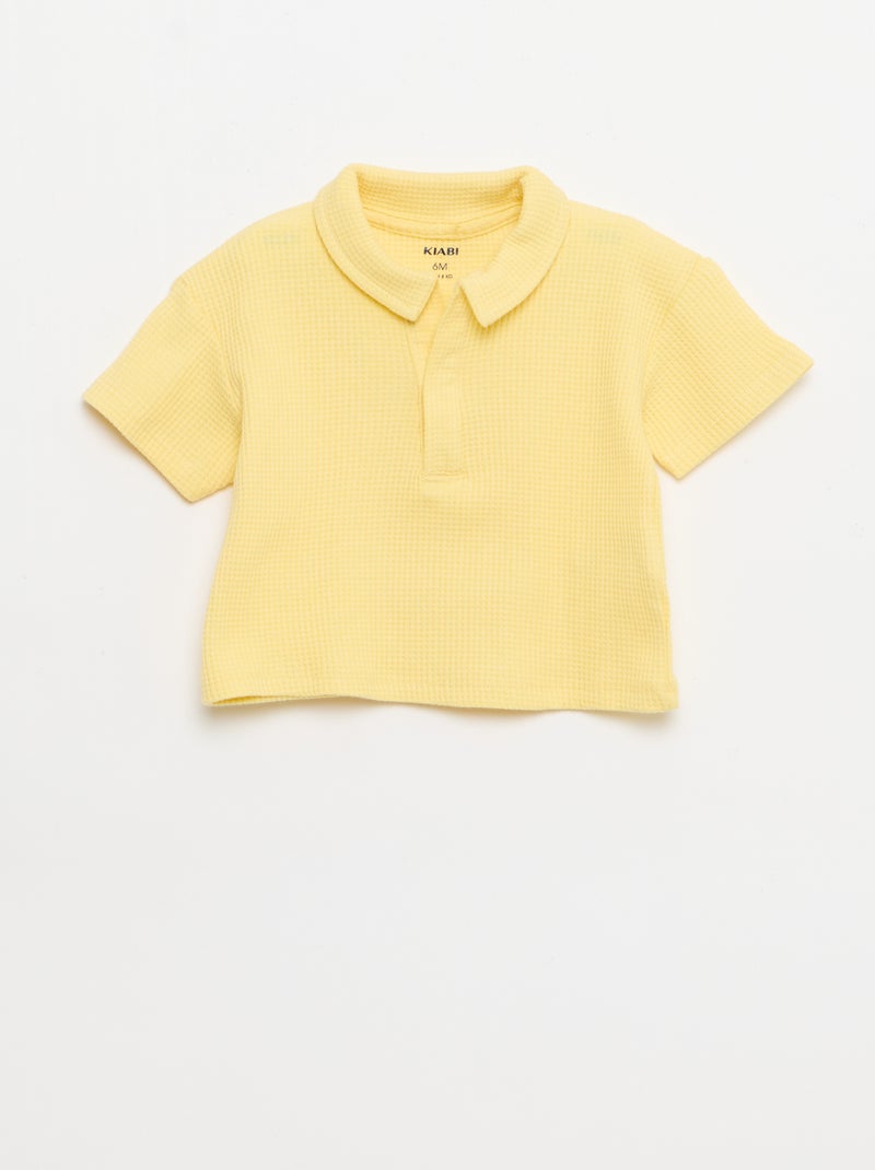 Pack de 2 peças - polo + calções em malha waffle Amarelo - Kiabi