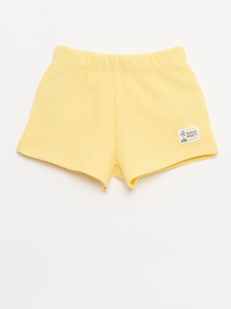 Pack de 2 peças - polo + calções em malha waffle Amarelo - Kiabi