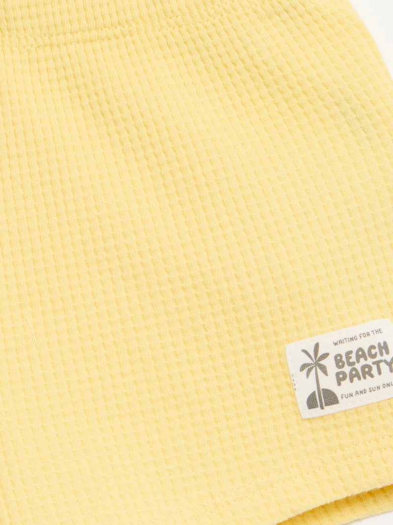 Pack de 2 peças - polo + calções em malha waffle Amarelo - Kiabi