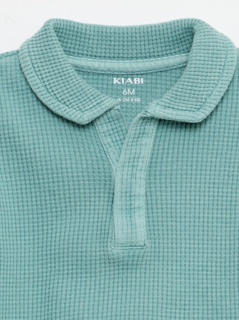 Pack de 2 peças - polo + calções em malha waffle Azul - Kiabi