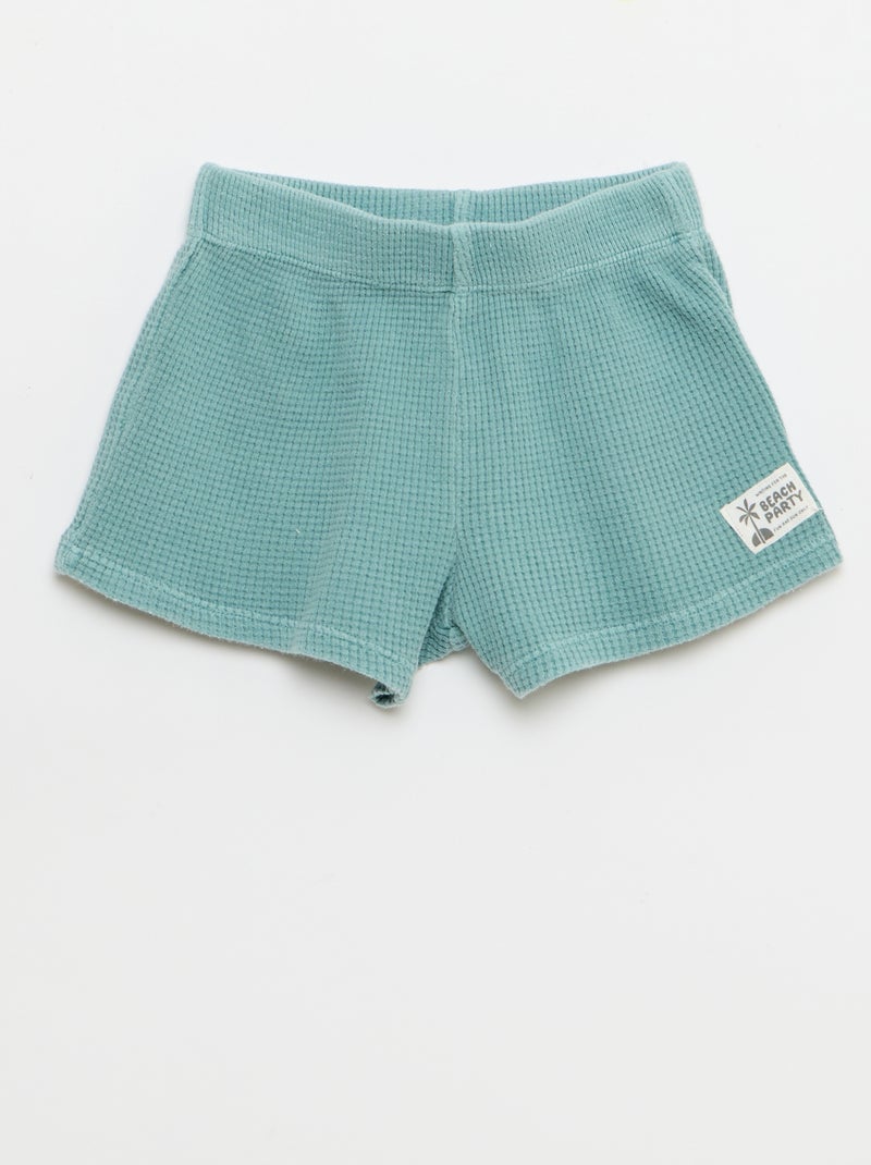 Pack de 2 peças - polo + calções em malha waffle Azul - Kiabi