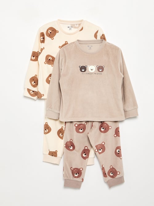 Pack de 2 pijamas de 2 peças em polar estampado - Kiabi