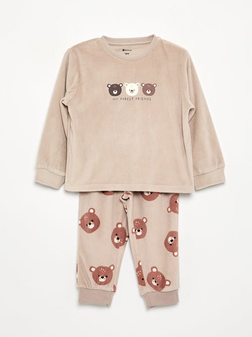 Pack de 2 pijamas de 2 peças em polar estampado - Kiabi