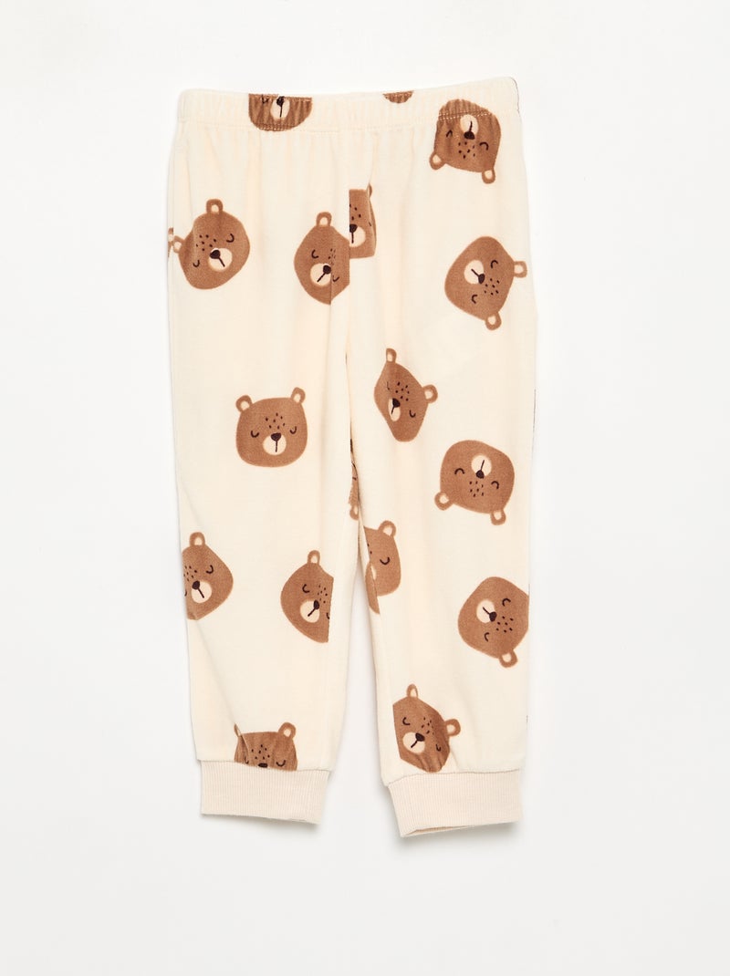 Pack de 2 pijamas de 2 peças em polar estampado Bege - Kiabi