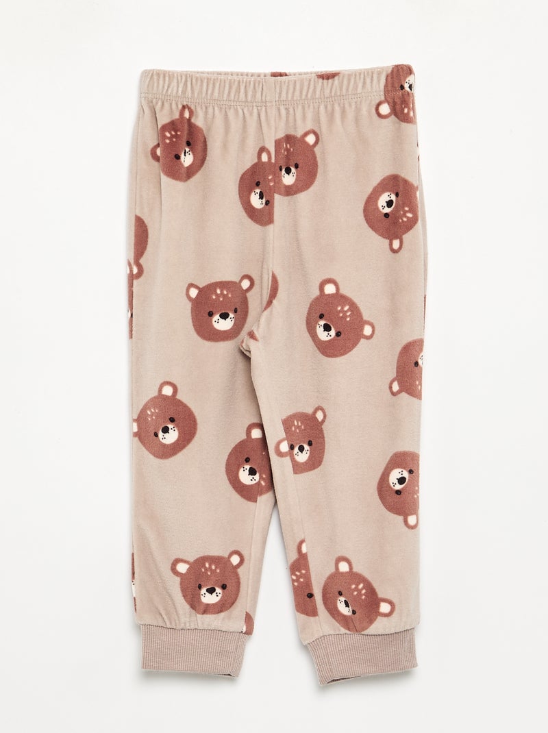Pack de 2 pijamas de 2 peças em polar estampado Bege - Kiabi
