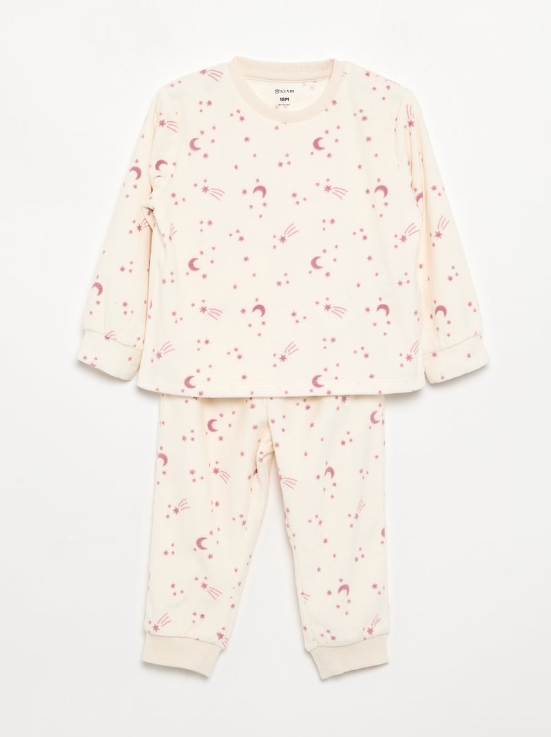 Pack de 2 pijamas de 2 peças em polar estampado Rosa - Kiabi
