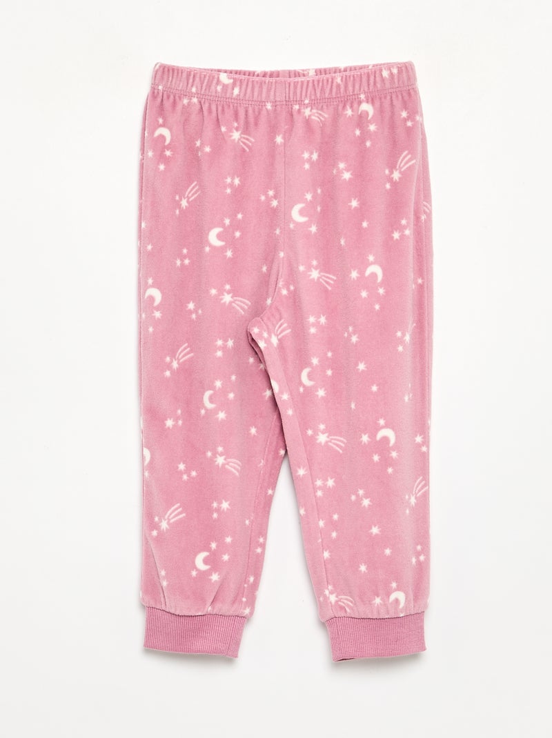Pack de 2 pijamas de 2 peças em polar estampado Rosa - Kiabi