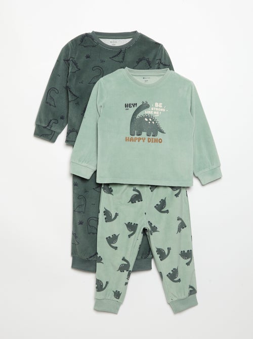 Pack de 2 pijamas de 2 peças em polar estampado - Kiabi