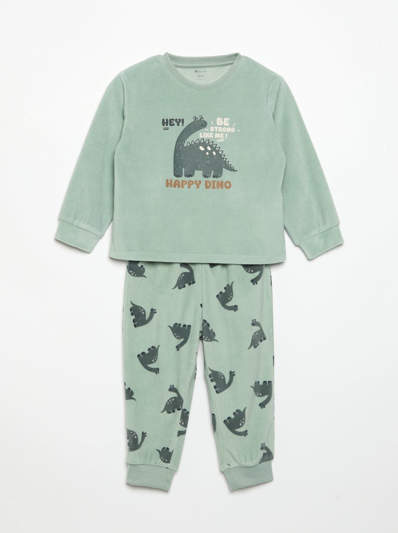 Pack de 2 pijamas de 2 peças em polar estampado Verde - Kiabi