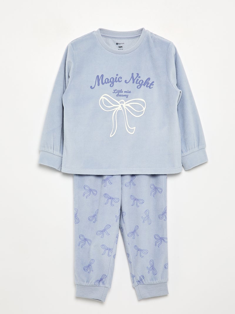 Pack de 2 pijamas de 2 peças em polar estampado Violeta - Kiabi