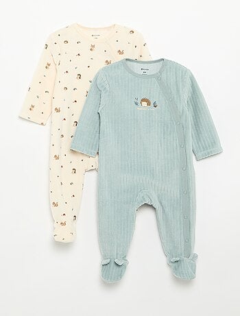 Pack de 2 pijamas de veludo com pés