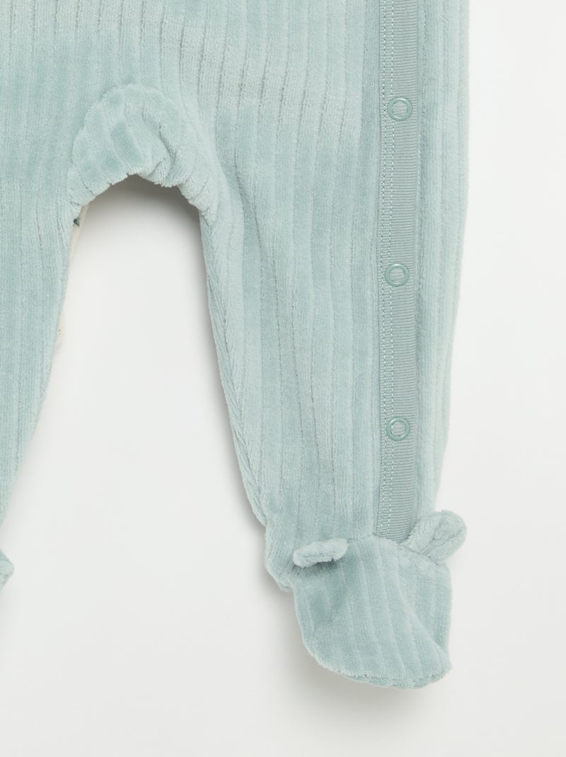Pack de 2 pijamas de veludo com pés Azul - Kiabi