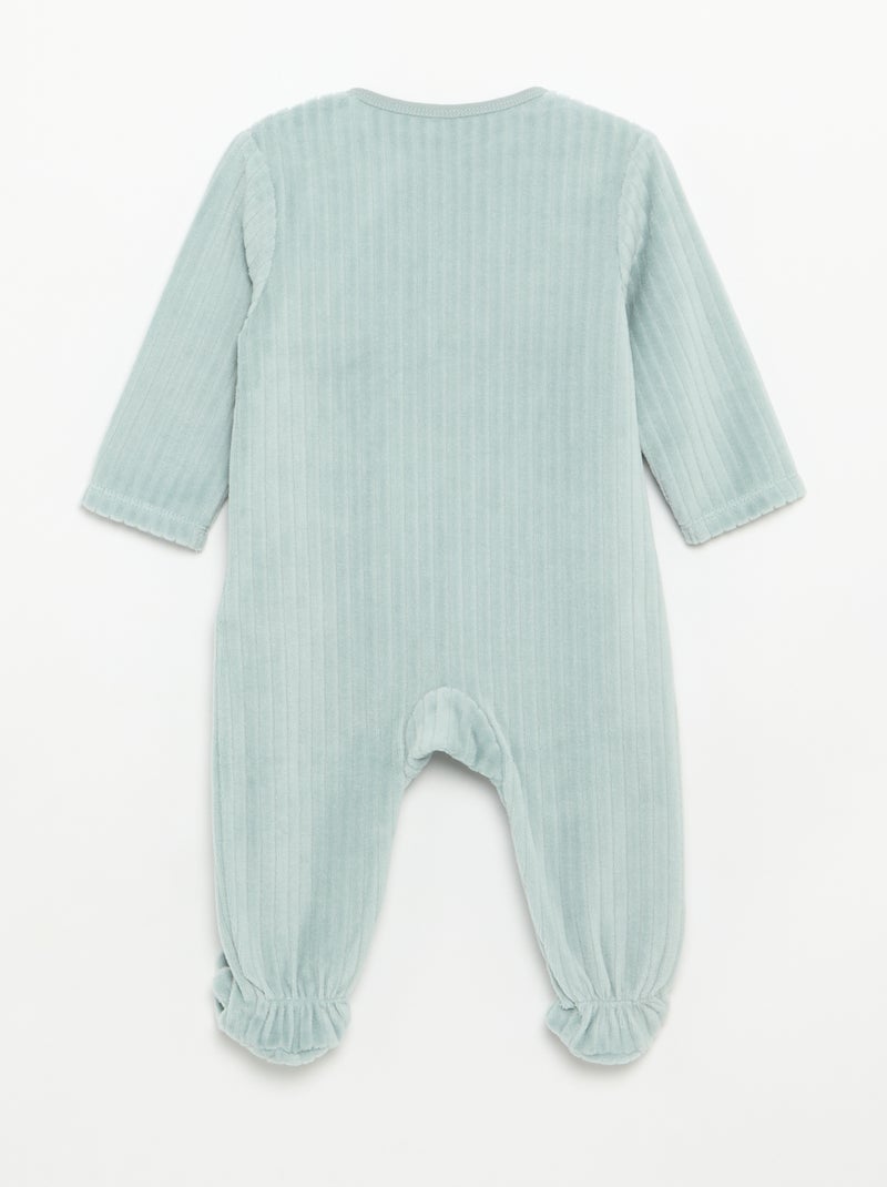 Pack de 2 pijamas de veludo com pés Azul - Kiabi