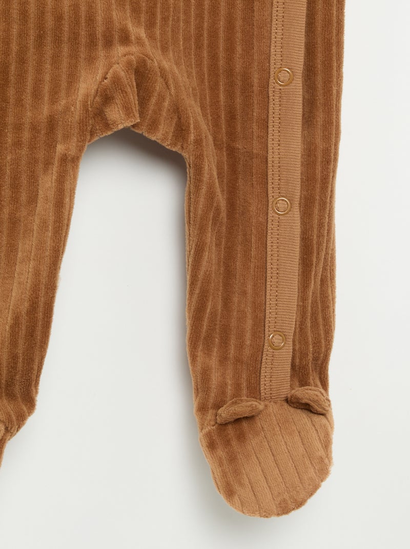Pack de 2 pijamas de veludo com pés Castanho - Kiabi