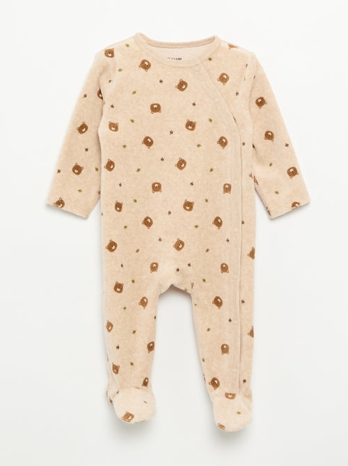 Pack de 2 pijamas de veludo com pés - Kiabi