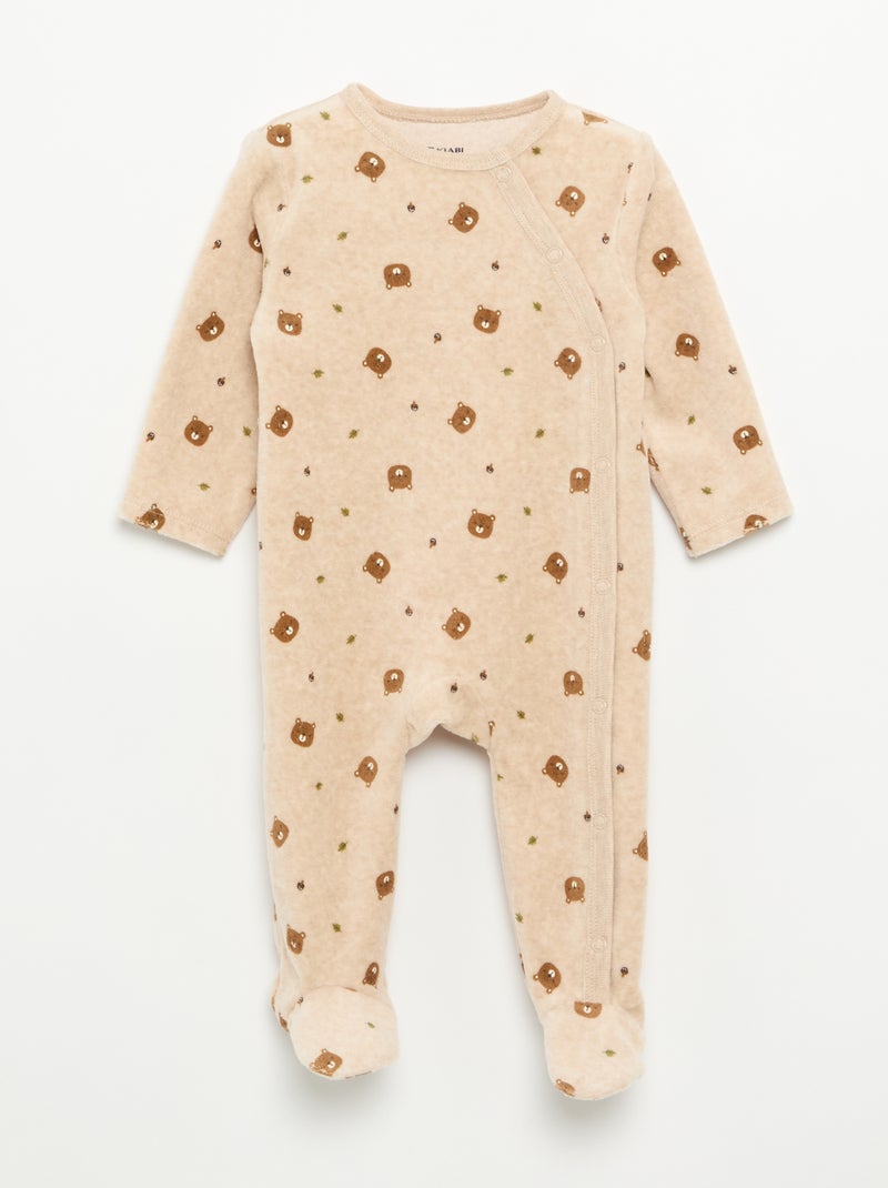Pack de 2 pijamas de veludo com pés Castanho - Kiabi