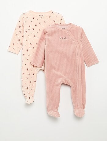 Pack de 2 pijamas de veludo com pés
