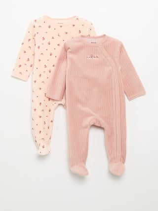 Pack de 2 pijamas de veludo com pés