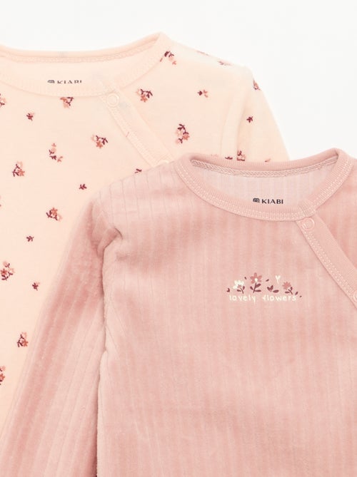 Pack de 2 pijamas de veludo com pés - Kiabi