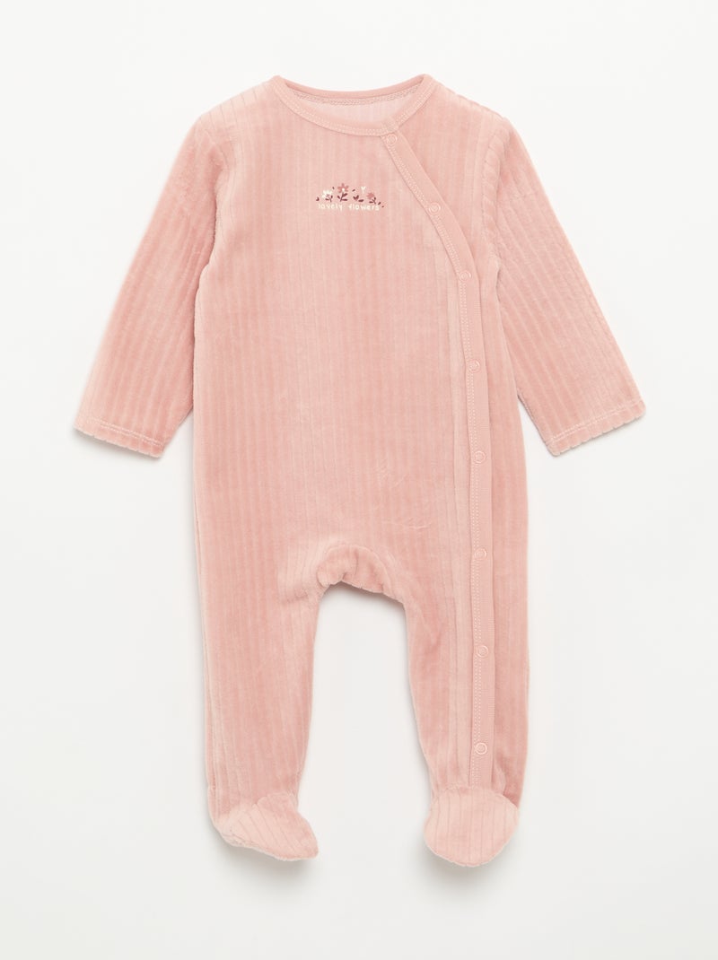 Pack de 2 pijamas de veludo com pés Rosa - Kiabi
