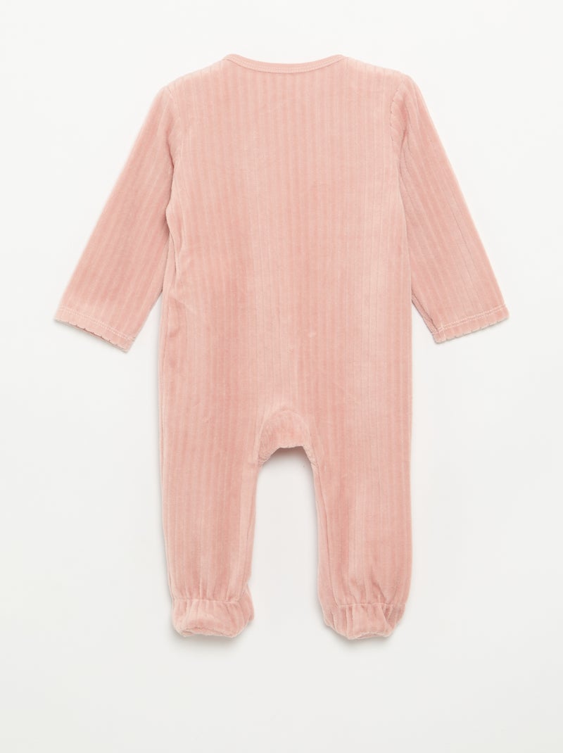 Pack de 2 pijamas de veludo com pés Rosa - Kiabi