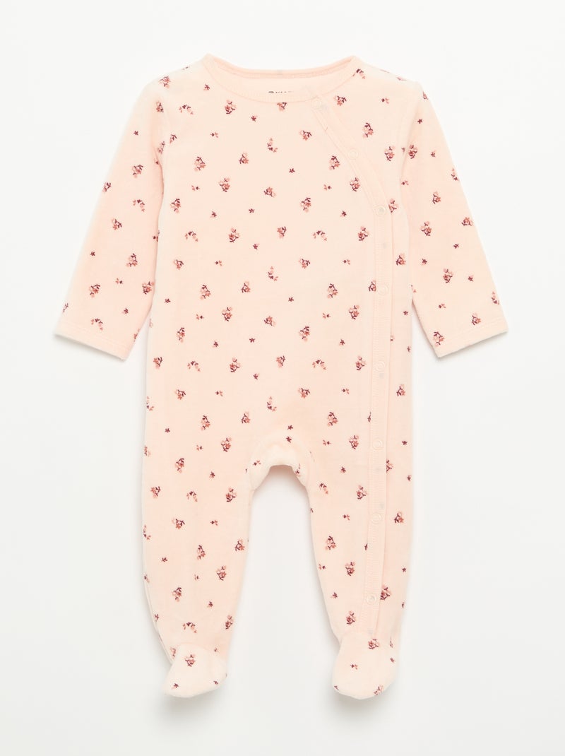 Pack de 2 pijamas de veludo com pés Rosa - Kiabi
